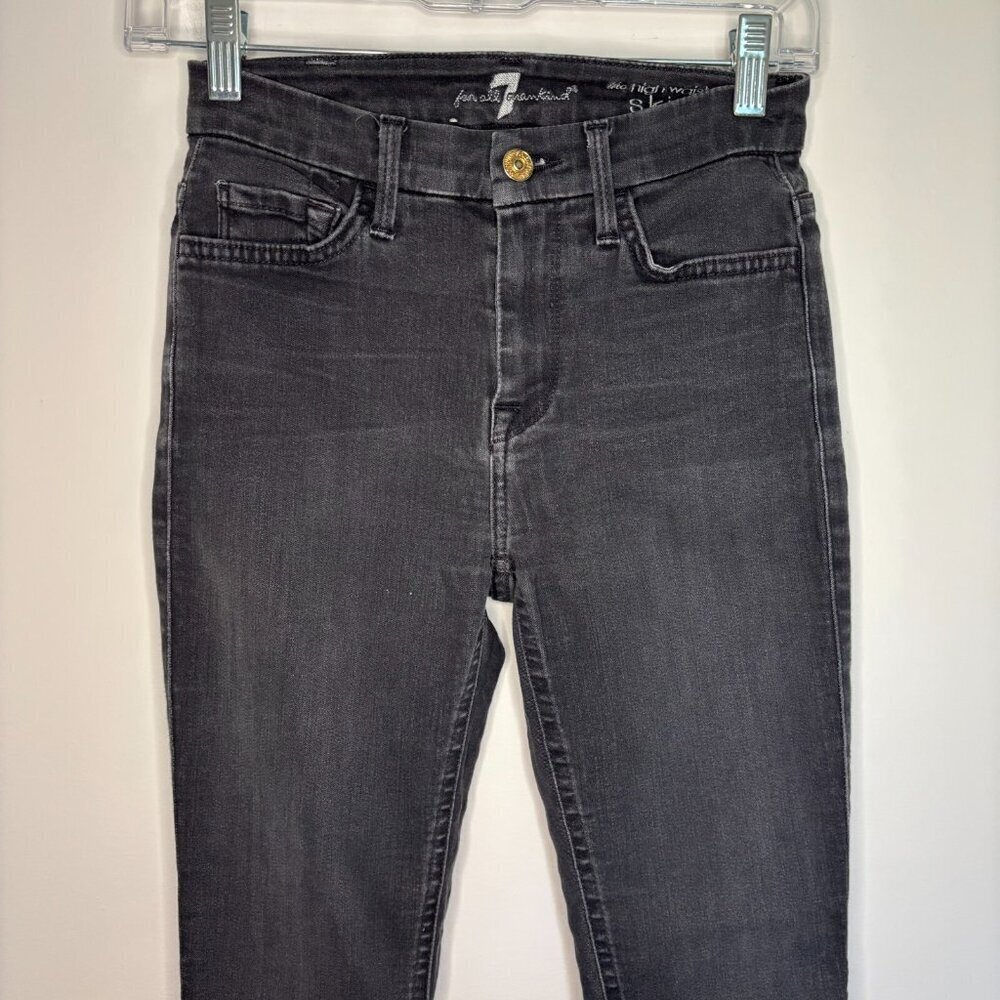 7 FOR ALL MANKIND High Waist Ankle Skinny Jean Womens 24 Charcoal Stretch